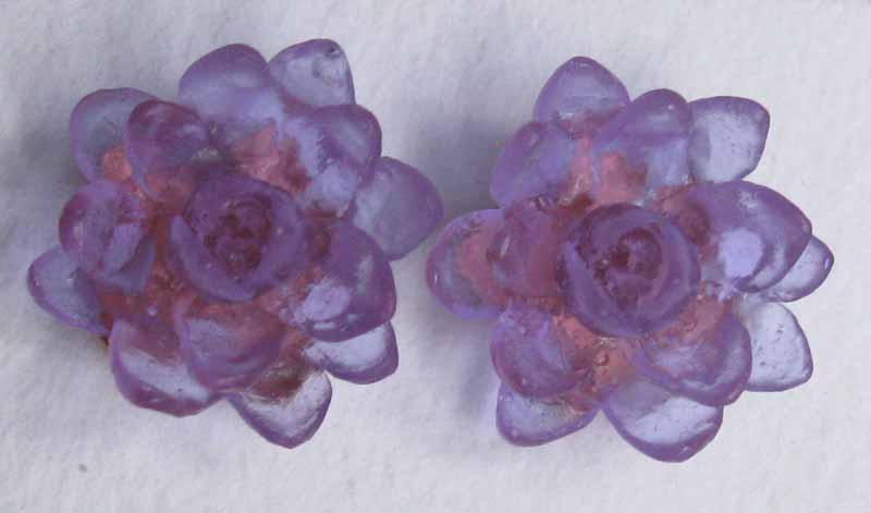 Glass Lotus Flower Earrings on Post